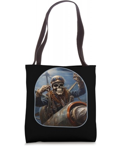 Aviator Skeleton Soaring Rock On Halloween Spooky Pilot Cost Tote Bag $12.02 Totes