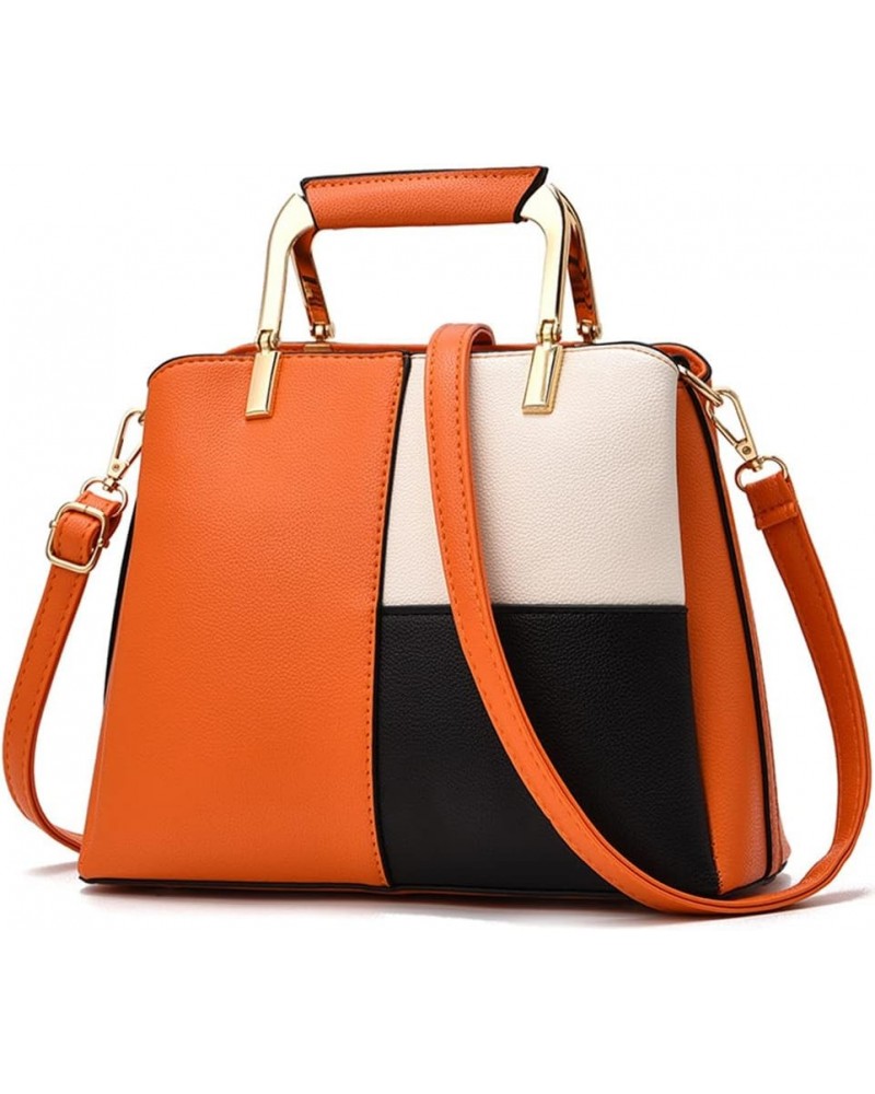 Women classics Top Handle Handbag Crossbody Casual Purse Satchel Tote C Orange $19.00 Totes