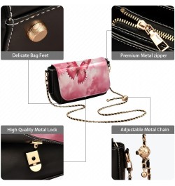 Pink Butterfly & Galaxy Leather Crossbody Bag for Women Small Handbag with Chain Strap, Flip-Top Crossbody Purse $20.79 Cross...