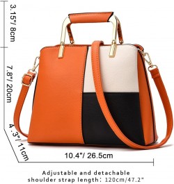 Women classics Top Handle Handbag Crossbody Casual Purse Satchel Tote C Orange $19.00 Totes