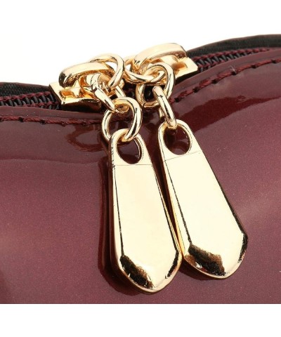 Women Leather Lips-shaped Evening Clutch Purses Crossbody Bags Vintage Banquet Handbag Wine Red $35.47 Evening Bags