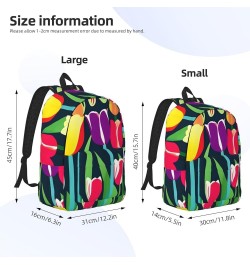 Colorful Tulips Print Casual Double Shoulder Daypack,Anti-Theft Travel Canvas Backpack For Men And Women Black Medium $24.65 ...