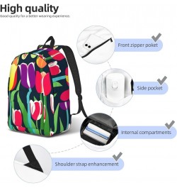 Colorful Tulips Print Casual Double Shoulder Daypack,Anti-Theft Travel Canvas Backpack For Men And Women Black Medium $24.65 ...