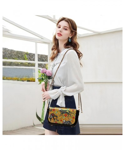 Cats PU Leather Crossbody Handbag for Women Shoulder Purse with Adjustable Metal Chain Waterproof Crossbody Purse for Travel ...