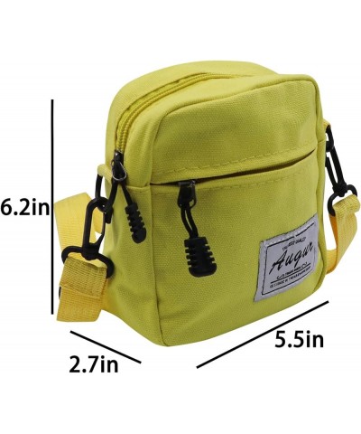 Cute Cow Print Canvas Crossbody Purse Small Cell Phone Bag Shoulder Handbag for Men Women Kids Yellow $10.25 Crossbody Bags