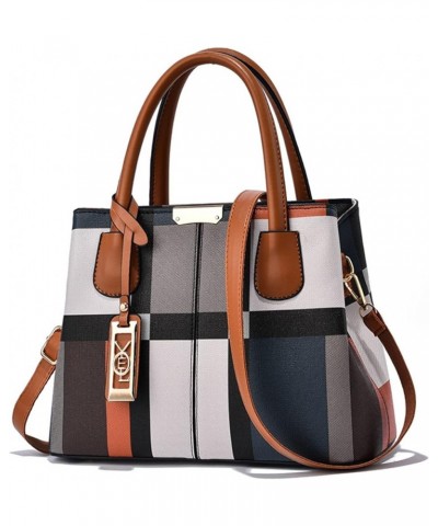 Womens Fashion Handbags Plaid Shoulder Bag Ladies Top Handle Bag Designer Handbags Multicolour Tote Bag Brown $15.96 Handbags