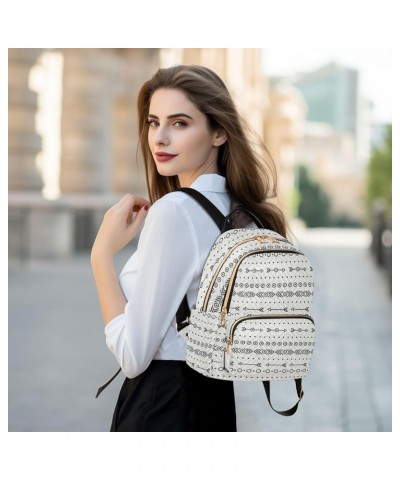 Nordic Ethnic Bohemian Geometric Mini Backpack Purse for Women, Ethnic Rustic Stripes Farmhouse Travel Backpack Fashion Backp...