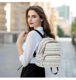 Nordic Ethnic Bohemian Geometric Mini Backpack Purse for Women, Ethnic Rustic Stripes Farmhouse Travel Backpack Fashion Backp...