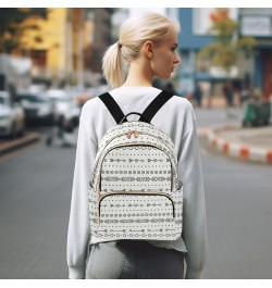 Nordic Ethnic Bohemian Geometric Mini Backpack Purse for Women, Ethnic Rustic Stripes Farmhouse Travel Backpack Fashion Backp...