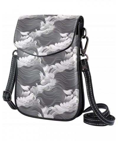 Faux Leather Crossbody Bag for Women, Messenger Bag, Shoulder Bag, ocean waves abstract art $15.46 Crossbody Bags