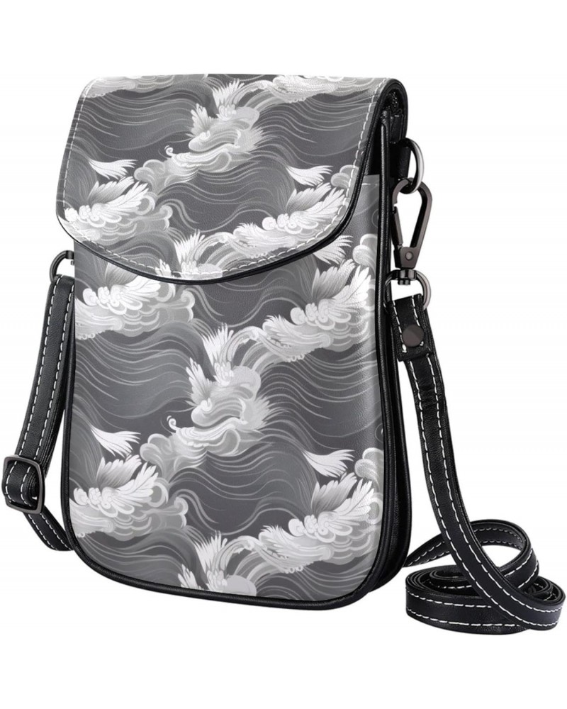 Faux Leather Crossbody Bag for Women, Messenger Bag, Shoulder Bag, ocean waves abstract art $15.46 Crossbody Bags