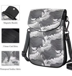 Faux Leather Crossbody Bag for Women, Messenger Bag, Shoulder Bag, ocean waves abstract art $15.46 Crossbody Bags