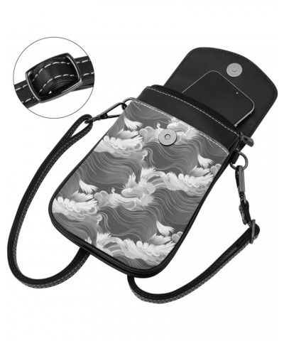 Faux Leather Crossbody Bag for Women, Messenger Bag, Shoulder Bag, ocean waves abstract art $15.46 Crossbody Bags