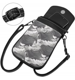 Faux Leather Crossbody Bag for Women, Messenger Bag, Shoulder Bag, ocean waves abstract art $15.46 Crossbody Bags