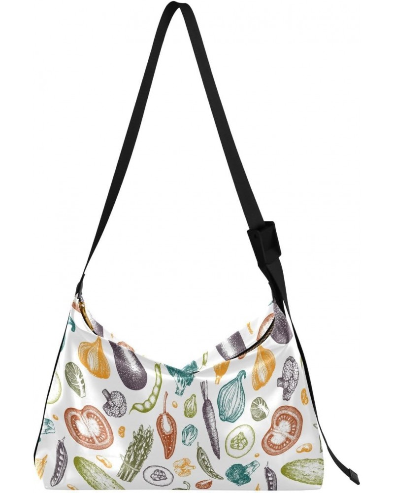 Healthy Food Vegetables Unisex Sling Crossbody Bags Women Shoulder Bags Side Bag $16.50 Hobo Bags