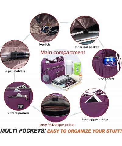 Crossbody Bags for Women with RFID Pocket Anti Theft Handbag Water Resistant Shoulder Bags Travel Purse Purple $16.31 Hobo Bags