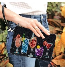 Happy Hour Cocktails Mingle Beaded Phone Wristlet Crossbody, Black Multi $20.68 Wristlets