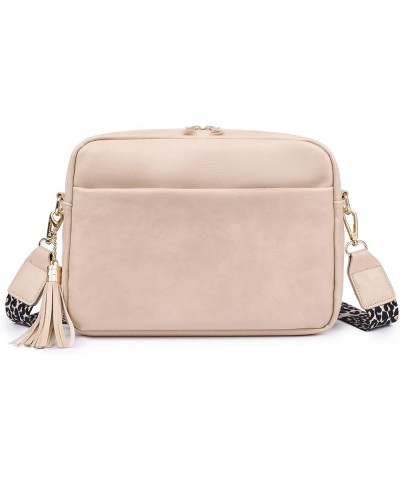 Large Crossbody Shoulder Bag for Women Ladies Fashion Messenger Bag Leather Lightweight Handbags with Tassel Beige $10.50 Cro...