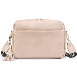 Large Crossbody Shoulder Bag for Women Ladies Fashion Messenger Bag Leather Lightweight Handbags with Tassel Beige $10.50 Cro...