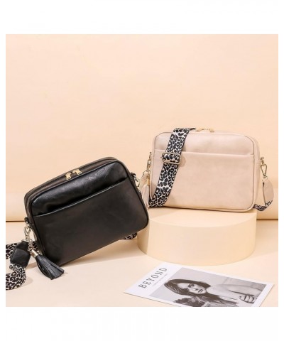 Large Crossbody Shoulder Bag for Women Ladies Fashion Messenger Bag Leather Lightweight Handbags with Tassel Beige $10.50 Cro...