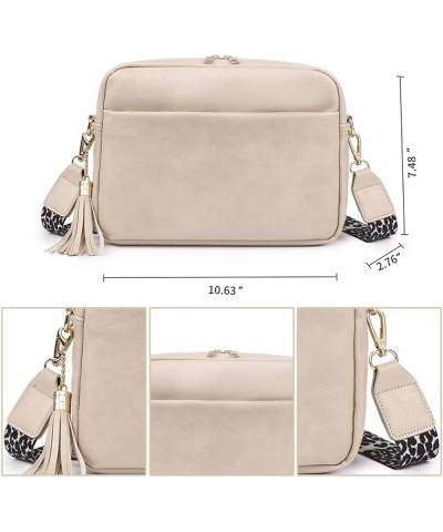 Large Crossbody Shoulder Bag for Women Ladies Fashion Messenger Bag Leather Lightweight Handbags with Tassel Beige $10.50 Cro...