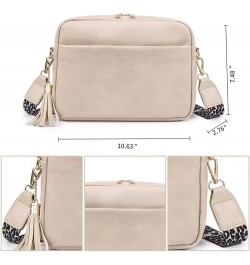 Large Crossbody Shoulder Bag for Women Ladies Fashion Messenger Bag Leather Lightweight Handbags with Tassel Beige $10.50 Cro...