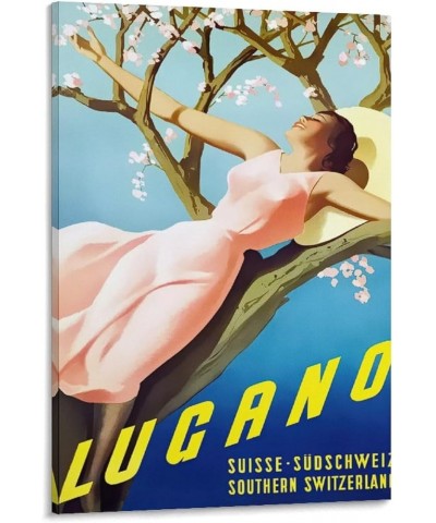 Lugano, Suisse Vintage Travel Poster - Lugano Poster, Travel Lugano, Wally Art, Deco Interior, Gift Poster for Room Aesthetic...