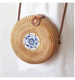 Handwoven Handmade Round Rattan Natural Crossbody Bag Chic Hand Bag Shoulder Leather Straps (Color : E, Size : 1pcs) 1pcs C $...