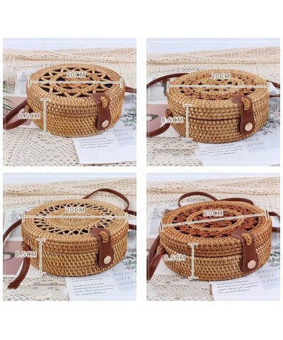 Handwoven Handmade Round Rattan Natural Crossbody Bag Chic Hand Bag Shoulder Leather Straps (Color : E, Size : 1pcs) 1pcs C $...