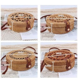 Handwoven Handmade Round Rattan Natural Crossbody Bag Chic Hand Bag Shoulder Leather Straps (Color : E, Size : 1pcs) 1pcs C $...