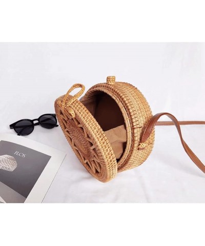 Handwoven Handmade Round Rattan Natural Crossbody Bag Chic Hand Bag Shoulder Leather Straps (Color : E, Size : 1pcs) 1pcs C $...