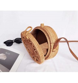 Handwoven Handmade Round Rattan Natural Crossbody Bag Chic Hand Bag Shoulder Leather Straps (Color : E, Size : 1pcs) 1pcs C $...