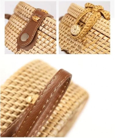 Handwoven Handmade Round Rattan Natural Crossbody Bag Chic Hand Bag Shoulder Leather Straps (Color : E, Size : 1pcs) 1pcs C $...