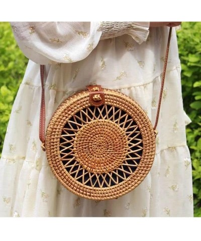 Handwoven Handmade Round Rattan Natural Crossbody Bag Chic Hand Bag Shoulder Leather Straps (Color : E, Size : 1pcs) 1pcs C $...