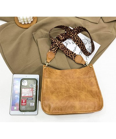 Womens Crossbody Handbag with Leopard Guitar Strap Shoulder Bucket Cross-body Purse Brown $17.27 Crossbody Bags