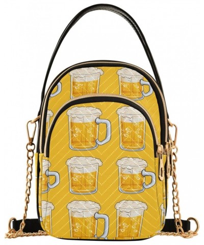 Cartoon Beer Print Women's Crossbody Handbags with Zipper, Casual Leather Cell Phone Purse Crossbody Bags for Ladies $15.59 C...