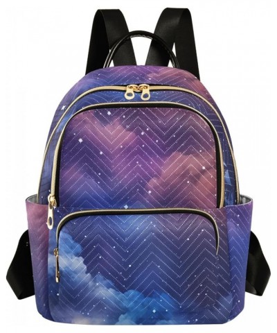 Purple Gradient Starry Sky Fashion Travel Backpack for Women Multi Pockets Lightweight Purse for Women-S Multicolor Medium $1...