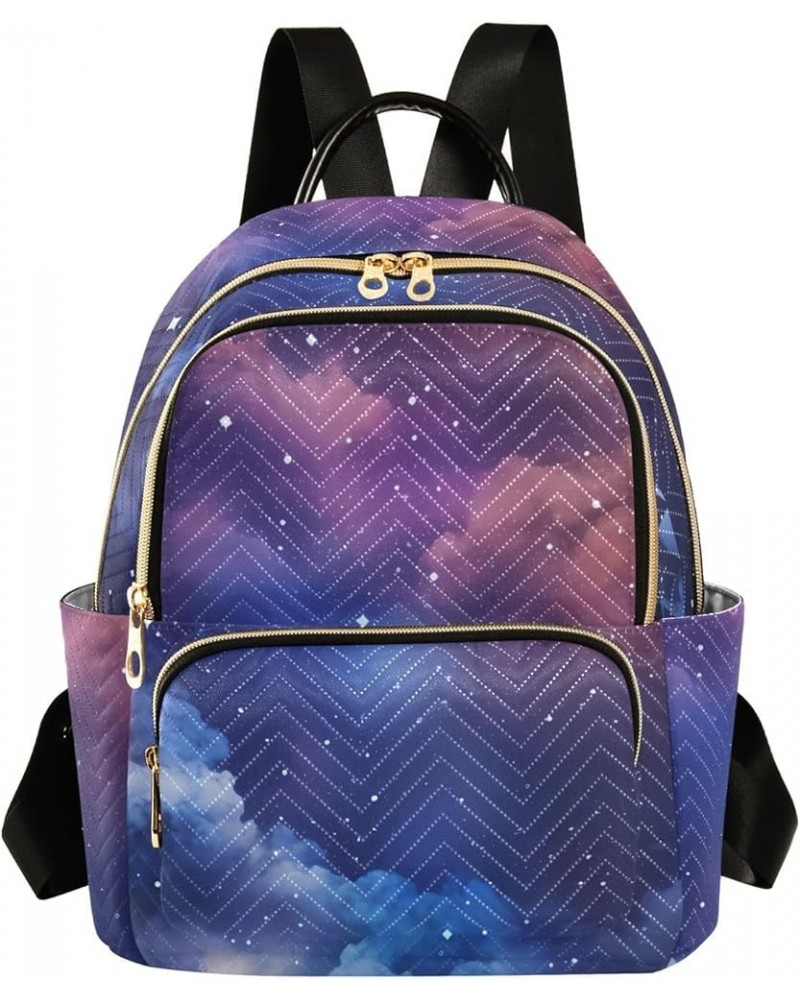 Purple Gradient Starry Sky Fashion Travel Backpack for Women Multi Pockets Lightweight Purse for Women-S Multicolor Medium $1...