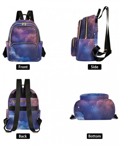 Purple Gradient Starry Sky Fashion Travel Backpack for Women Multi Pockets Lightweight Purse for Women-S Multicolor Medium $1...