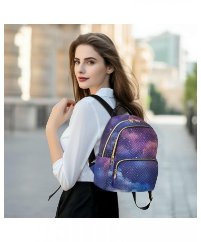 Purple Gradient Starry Sky Fashion Travel Backpack for Women Multi Pockets Lightweight Purse for Women-S Multicolor Medium $1...