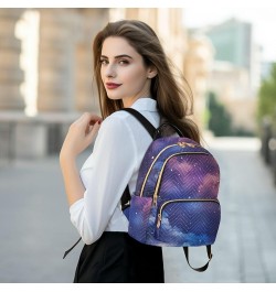 Purple Gradient Starry Sky Fashion Travel Backpack for Women Multi Pockets Lightweight Purse for Women-S Multicolor Medium $1...