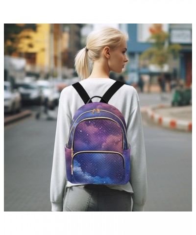 Purple Gradient Starry Sky Fashion Travel Backpack for Women Multi Pockets Lightweight Purse for Women-S Multicolor Medium $1...