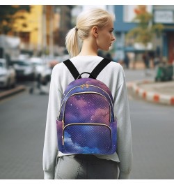 Purple Gradient Starry Sky Fashion Travel Backpack for Women Multi Pockets Lightweight Purse for Women-S Multicolor Medium $1...