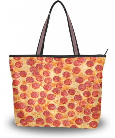 Color Pizza Food Women Tote Bag Handbag Large Capacity Shoulder Bags $11.39 Shoulder Bags