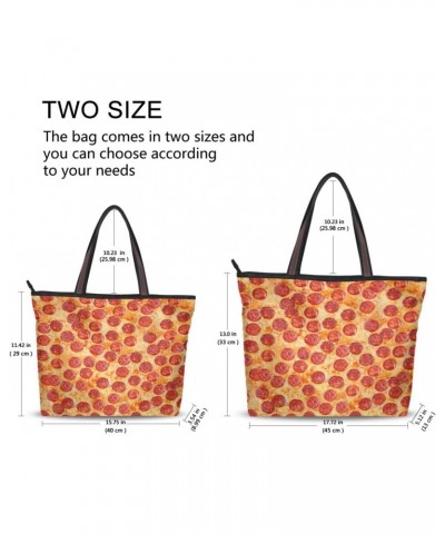 Color Pizza Food Women Tote Bag Handbag Large Capacity Shoulder Bags $11.39 Shoulder Bags