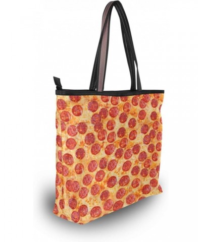 Color Pizza Food Women Tote Bag Handbag Large Capacity Shoulder Bags $11.39 Shoulder Bags