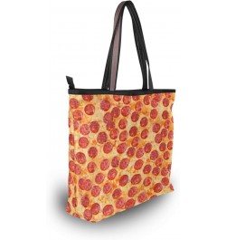 Color Pizza Food Women Tote Bag Handbag Large Capacity Shoulder Bags $11.39 Shoulder Bags