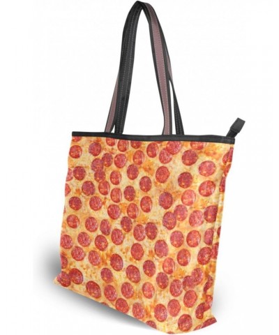 Color Pizza Food Women Tote Bag Handbag Large Capacity Shoulder Bags $11.39 Shoulder Bags