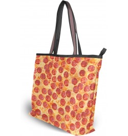 Color Pizza Food Women Tote Bag Handbag Large Capacity Shoulder Bags $11.39 Shoulder Bags