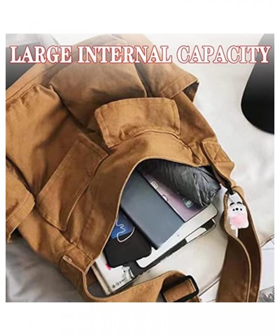 Bag 13 Inch Canvas Messenger Bag Large Shoulder Crossbody Bag With Multiple Leather Side Bags for Women White $26.83 Crossbod...